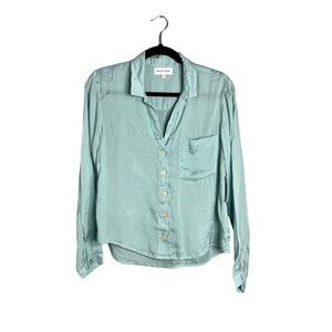 Like New Bella Dahl Lyocell Luxe Button Front L/S Top Collared Seafoam XS